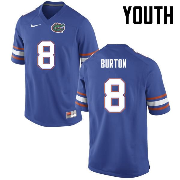 Youth NCAA Florida Gators Trey Burton #8 Stitched Authentic Nike Blue College Football Jersey RNN0065SC